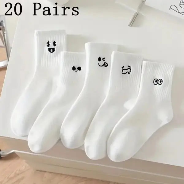 5 Pairs Men Casual Cartoon Socks Trendy Soft Knit Middle Tube - 5 Pairs / One Size