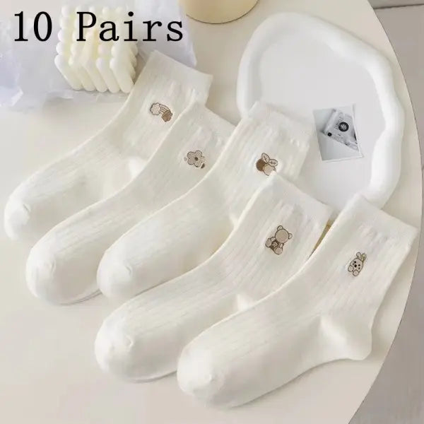 5 Pairs Men Casual Cartoon Socks Trendy Soft Knit Middle Tube - 5 Pairs / One Size