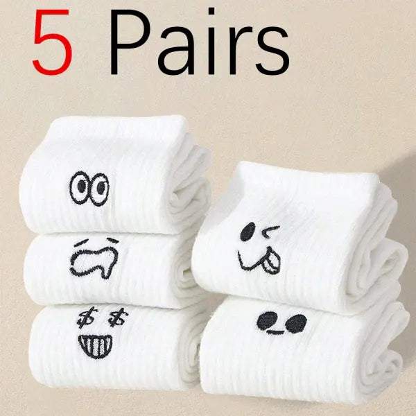 5 Pairs Men Casual Cartoon Socks Trendy Soft Knit Middle Tube - 5 Pairs / One Size