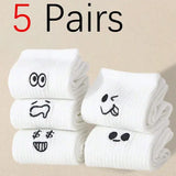 5 Pairs Men Casual Cartoon Socks Trendy Soft Knit Middle Tube - 5 Pairs / One Size