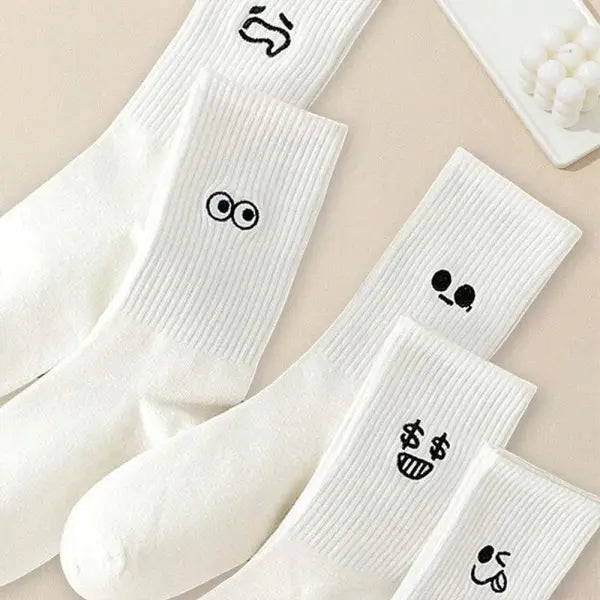 5 Pairs Men Casual Cartoon Socks Trendy Soft Knit Middle Tube - 5 Pairs / One Size