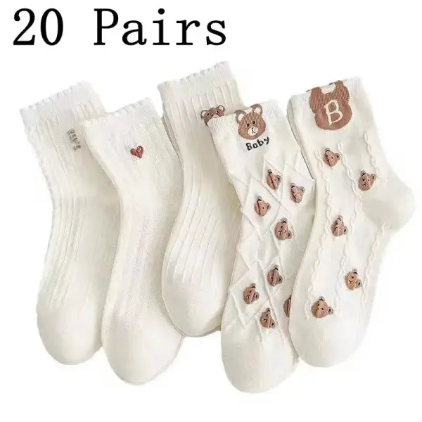 5 Pairs Men Casual Cartoon Socks Trendy Soft Knit Middle Tube - 5 Pairs / One Size