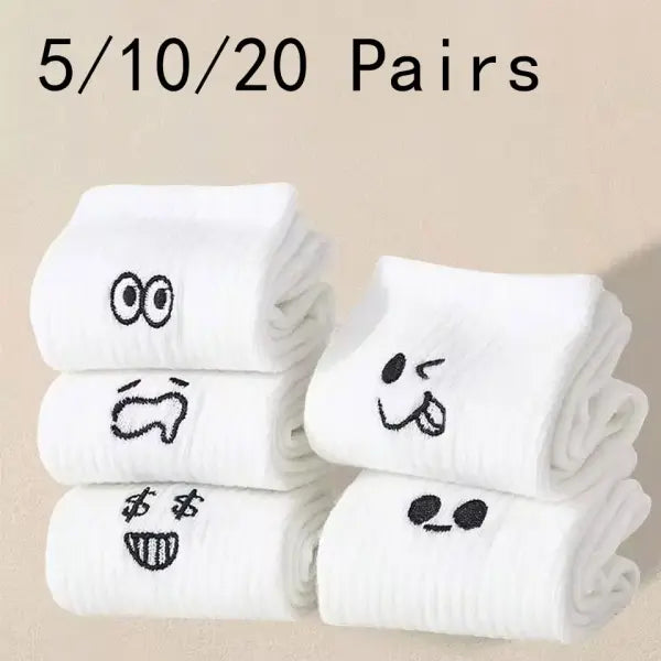 5 Pairs Men Casual Cartoon Socks Trendy Soft Knit Middle Tube - 5 Pairs / One Size
