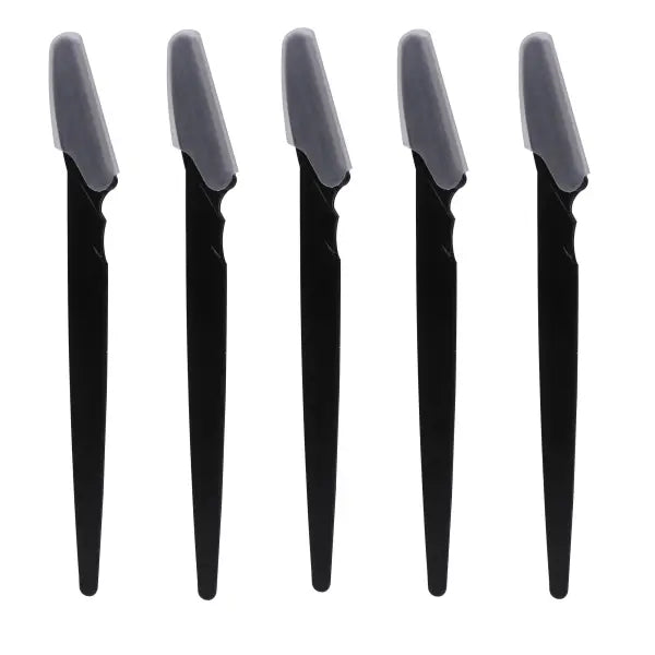 Stainless Steel Eyebrow and Face Razor Set for Versatile Hair Removal - 5pcs Black