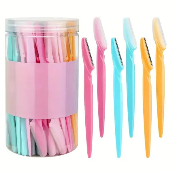 Stainless Steel Eyebrow and Face Razor Set for Versatile Hair Removal - 40pcs Multicolor