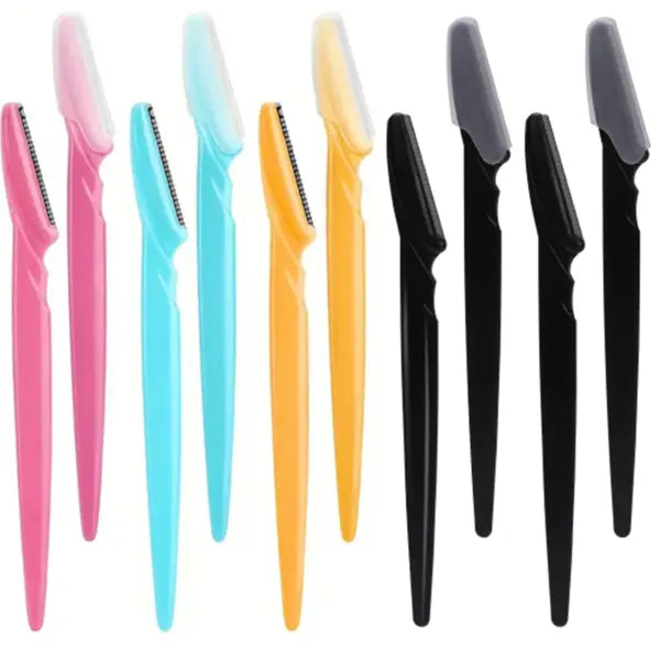 Stainless Steel Eyebrow and Face Razor Set for Versatile Hair Removal - 10pcs Multicolor