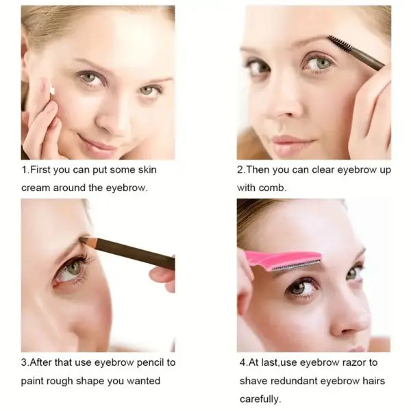 Stainless Steel Eyebrow and Face Razor Set for Versatile Hair Removal