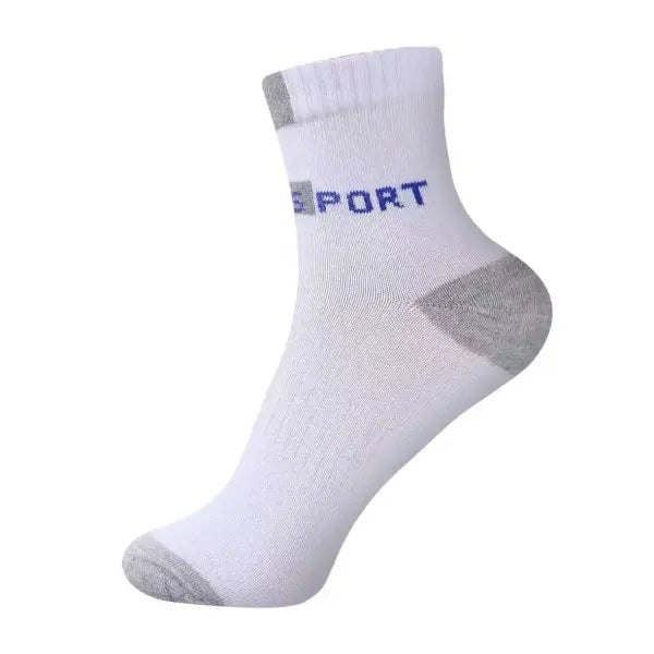5 Pairs Cotton Sock for Men Sport Breathable Soft Letter Fashion Sneakers High Elastic Middle Tube Stocking Towel Sox