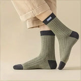 5 Pairs Men’s Trendy Color Block Crew Socks Breathable Comfy Casual - 10 Pairs / EU 39-45