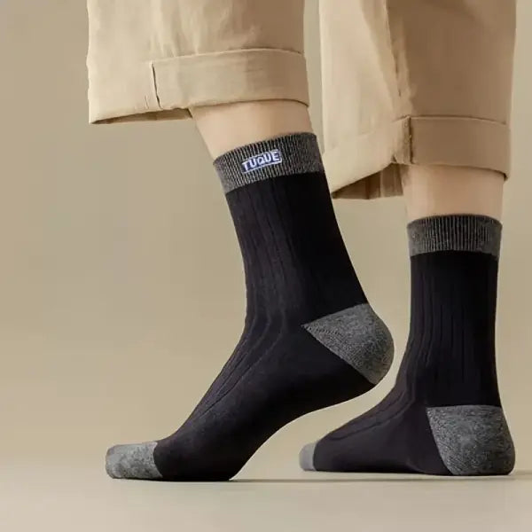 5 Pairs Men’s Trendy Color Block Crew Socks Breathable Comfy Casual - 10 Pairs / EU 39-45