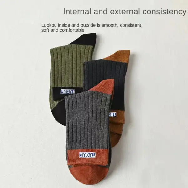 5 Pairs Men’s Trendy Color Block Crew Socks Breathable Comfy Casual - 10 Pairs / EU 39-45
