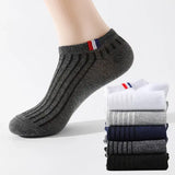 5 Pairs Thin Boat Socks Summer Blending Plain Color Mens Casual Breathable Sweat Absorbing Calibration