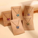 5 Pcs Fashion Boho Colorful Butterfly Necklaces Set for Women - AY56741012