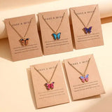 5 Pcs Fashion Boho Colorful Butterfly Necklaces Set for Women - AY5372300