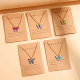 5 Pcs Fashion Boho Colorful Butterfly Necklaces Set for Women