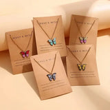 5 Pcs Fashion Boho Colorful Butterfly Necklaces Set for Women