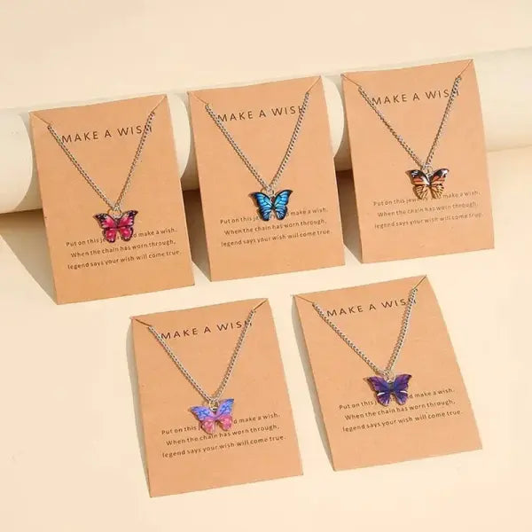 5 Pcs Fashion Boho Colorful Butterfly Necklaces Set for Women
