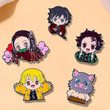 5 Piece Demon Slayer Anime Cosplay Brooches and Character Pins - 01