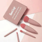 5-Piece Portable Cosmetic Brush Set with Mirror Box for Easy Travel - Himpall