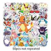 50 Piece MINISO Pokemon Waterproof Stickers DIY For Phones Laptop Car Sticker - MULTI