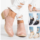 Retro High Heel Ankle Boots in Breathable Material