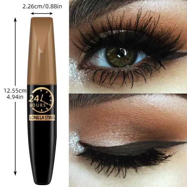 5D Silk Fiber Eye Black Mascara Waterproof Lengthens Lashes - black