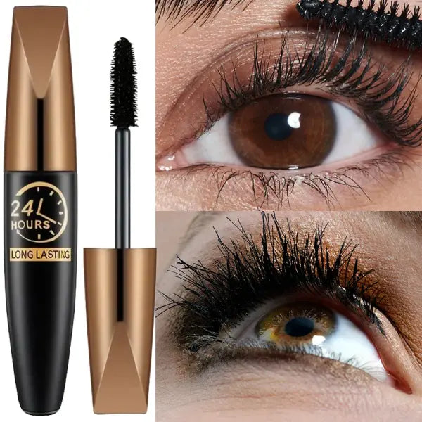 5D Silk Fiber Eye Black Mascara Waterproof Lengthens Lashes - black
