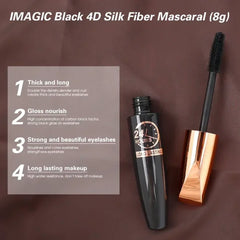 5D Waterproof Mascara – Lengthens & Extends Eyelashes, Black Silk Fiber, Long-Lasting Female Makeup Cosmetic - Himpall