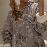 Loose Type Floral Print Lantern Sleeve Unisex Hoodie