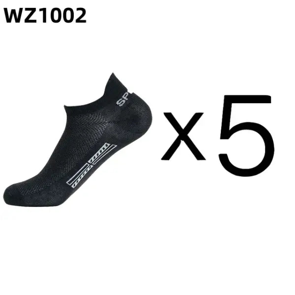 5 Pairs Men’s Cotton Mesh Breathable Low Cut Athletic Ankle Socks - Black