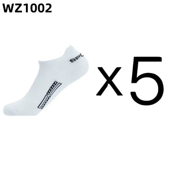 5 Pairs Men’s Cotton Mesh Breathable Low Cut Athletic Ankle Socks - White