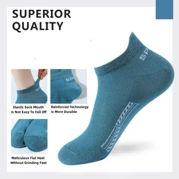 5 Pairs Men’s Cotton Mesh Breathable Low Cut Athletic Ankle Socks