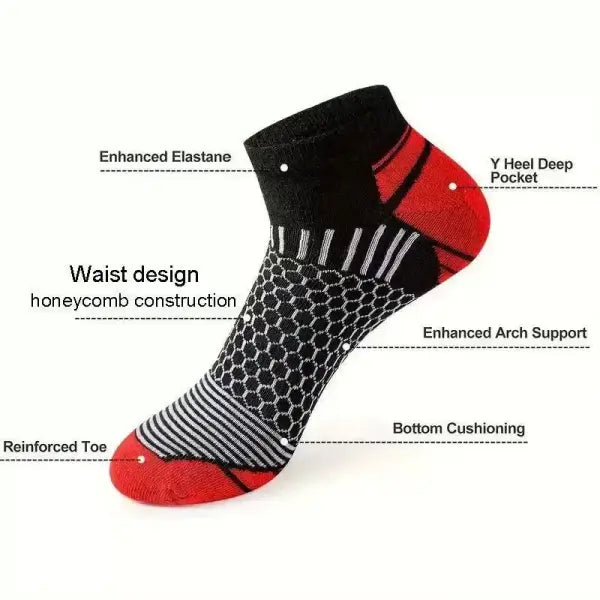 6 Pairs Men’s Short Sports Socks in Breathable Cotton Blend