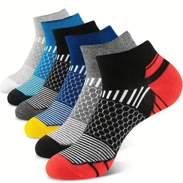 6 Pairs Men’s Short Sports Socks in Breathable Cotton Blend - 6Pairs Mixed Color / EU39-45