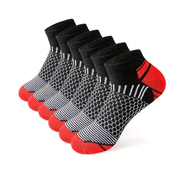 6 Pairs Men’s Short Sports Socks in Breathable Cotton Blend