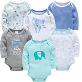 6PCS/3PCS Baby Bodysuit Set – 100% Cotton Long Sleeve Jumpsuits for Boys & Girls 0–12 Months