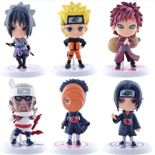 Bandai Naruto Sasuke Gaara Uchiha Madara Figure 6 Pcs Lot Mini Models - 6Pcs 1 no box