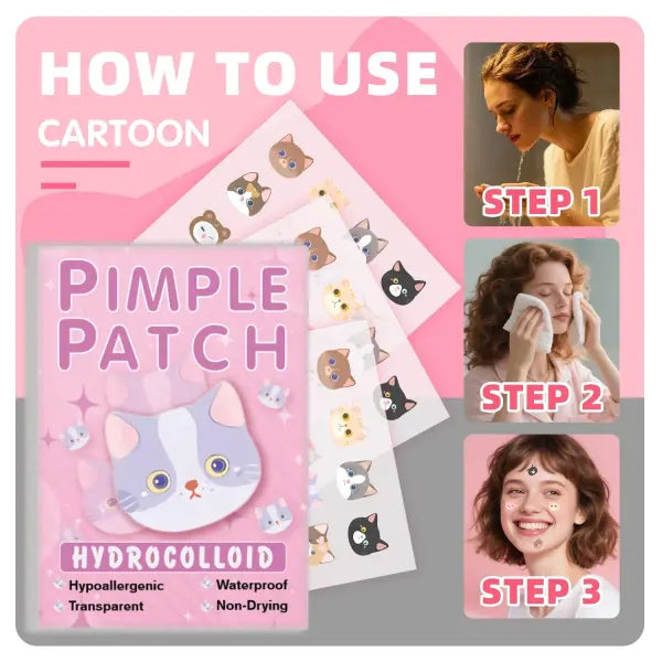 600pcs Cartoon Cat Acne Patches Ultra-Thin Breathable Concealer
