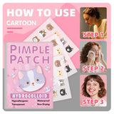 600pcs Cartoon Cat Acne Patches Ultra-Thin Breathable Concealer