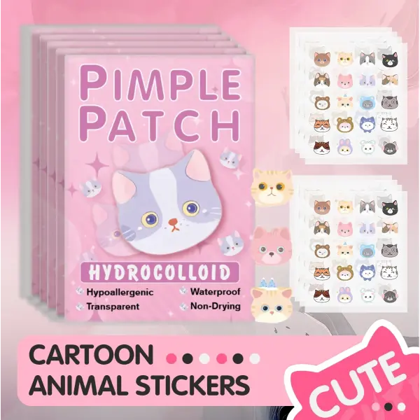 600pcs Cartoon Cat Acne Patches Ultra-Thin Breathable Concealer