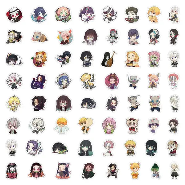 60 Piece Bandai Demon Slayer Anime Stickers for Laptops and Phones - 60PCS