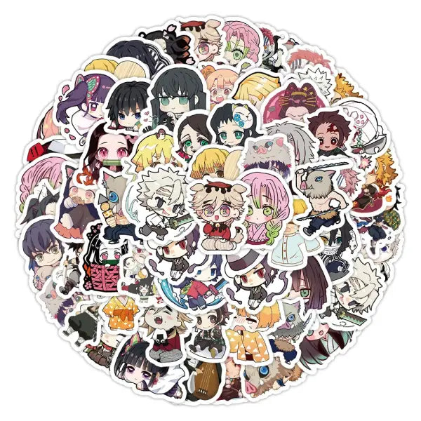 60 Piece Bandai Demon Slayer Anime Stickers for Laptops and Phones - 60PCS