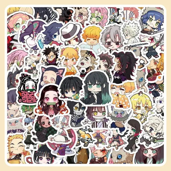 60 Piece Bandai Demon Slayer Anime Stickers for Laptops and Phones - 60PCS