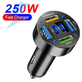 Velev Fast Charge 6-Port Car Charger with Digital Display for Travel - 6 Port