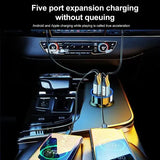 Velev Fast Charge 6-Port Car Charger with Digital Display for Travel