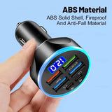Velev Fast Charge 6-Port Car Charger with Digital Display for Travel