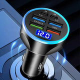 Velev Fast Charge 6-Port Car Charger with Digital Display for Travel