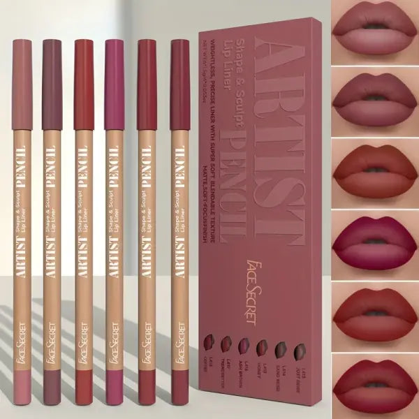 Velvet Matte Lip Liner Pencils for Women (6pcs) – Long Lasting Makeup - PINK ROSY
