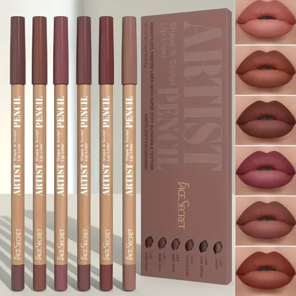 Velvet Matte Lip Liner Pencils for Women (6pcs) – Long Lasting Makeup - PINK ROSY