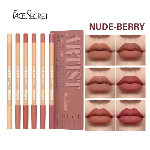 6pcs Velvet Matte Lip Liner Set - Long-Lasting Versatile Shades Longlasting Lip Makeup Berry Brown Pink Lip Pencil